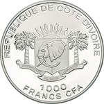 One Thousand Francs 2011 Sabre Tooth Tiger: Photo Coin, Ivory Coast, One Thousand Francs 2011 Sabre Tooth Tiger / thumbnail