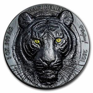 Ivory Coast / Silver Five Ounces 2021 Tiger - reverse photo