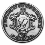 Silver Five Ounces 2022 Kookaburra: Photo Coin, Ivory Coast, Silver Five Ounces 2022 Kookaburra / thumbnail
