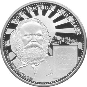 Laos / Silver Ounce 2018 Karl Marx - reverse photo