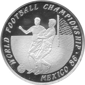 Laos / Fifty Kip Silver 1986 FIFA World Cup - reverse photo