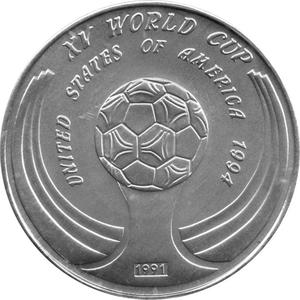 Laos / Fiffty Kip Silver 1991 FIFA World Cup - reverse photo