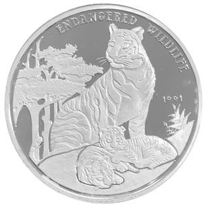 Laos / Fifty Kip Silver 1991 Endangered Wildlife - Tiger - reverse photo