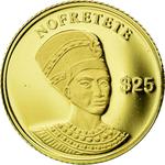 Gold Twenty-five Dollars 2000 Nefertiti: Photo Coin, Liberia, Gold 25 Dollars 2000 Nefertiti / thumbnail