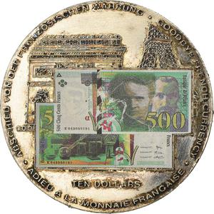 Liberia / Silver Ten Dollars 2002 Farewell to the Franc - obverse photo