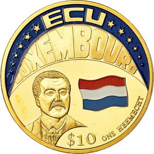 Liberia / Ten Dollars 2001 ECU Luxemburg - obverse photo