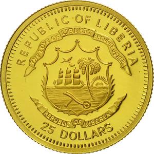 Liberia / Gold Twenty-five Dollars 2005 Benovsky - reverse photo
