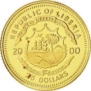 Liberia / Gold Twenty-five Dollars 2000 Caesar - reverse photo