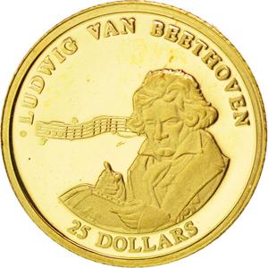 Liberia / Gold Twenty-five Dollars 2001 Beethoven - obverse photo