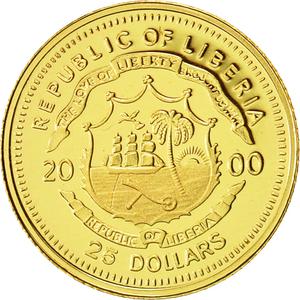 Liberia / Gold Twenty-five Dollars 2000 Ludwig II - reverse photo