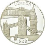 Silver Twenty Dollars 2000 London: Photo Coin, Liberia, Silver Twenty Dollars 2000 London / thumbnail