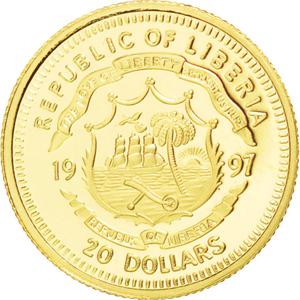 Liberia / Gold Twenty Dollars 1997 Princess Diana - reverse photo