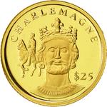 Gold Twenty-five Dollars 2000 Charlemagne: Photo Coin, Liberia, Gold 25 Dollars 2000 Charlemagne / thumbnail