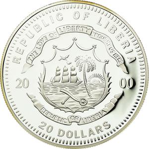 Liberia / Silver Twenty Dollars 2000 Madrid - reverse photo