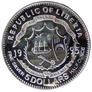 Liberia / Silver Half Ounce 1995 Benz - reverse photo