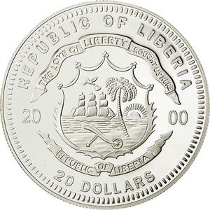 Liberia / Silver Twenty Dollars 2000 Apollo XIV - reverse photo
