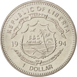 Liberia / One Dollar 1994 Nelson Mandella - reverse photo
