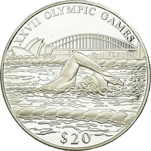 Liberia / Silver Twenty Dollars 2000 Olympics - Swimming - obverse photo