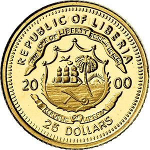 Liberia / Gold Twenty-five Dollars 2000 Napoleon - reverse photo