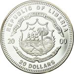 Silver Twenty Dollars 2000 Olympics - Swimming: Photo Coin, Liberia, Silver Twenty Dollars 2000 Olympics - Swimming / thumbnail