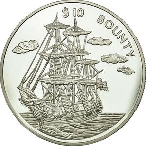 Liberia / Silver Ten Dollars 1999 Bounty - obverse photo