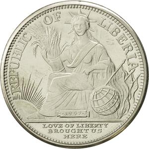 Liberia / Five Dollars 1997 Year of the Rabbit - obverse photo