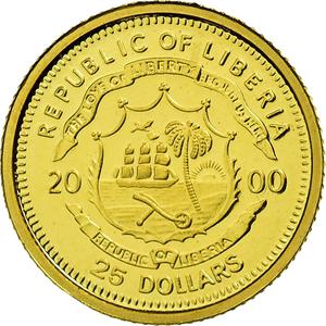 Liberia / Gold Twenty-five Dollars 2000 Gorbachev - reverse photo