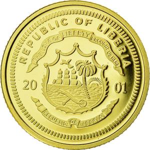 Liberia / Gold Twenty-five Dollars 2001 Goethe - reverse photo