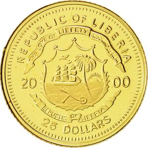Liberia / Gold Twenty-five Dollars 2000 Charlemagne - reverse photo