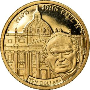Liberia / Gold Ten Dollars 2003 Pope John Paul II - obverse photo
