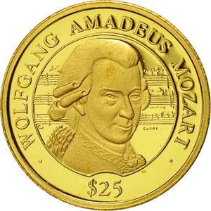 Liberia / Gold Twenty-five Dollars 2000 Mozart - obverse photo