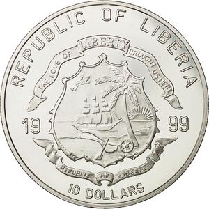 Liberia / Silver Ten Dollars 1999 Mayflower - reverse photo