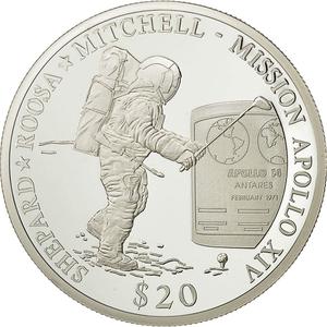 Liberia / Silver Twenty Dollars 2000 Apollo XIV - obverse photo
