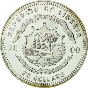 Liberia / Silver Twenty Dollars 2000 Paris - reverse photo
