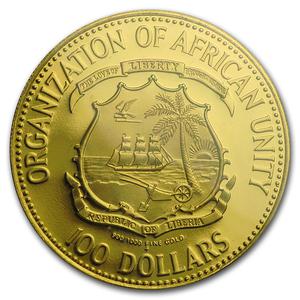 Liberia / One Hundred Dollars Gold 1979 Organization of African Unity - obverse photo