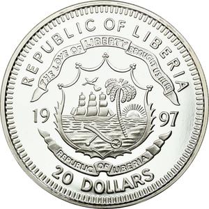 Liberia / Silver Twenty Dollars 1997 Princess Diana - reverse photo