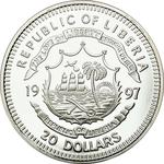 Liberia / Silver Twenty Dollars 1997 Princess Diana - reverse photo