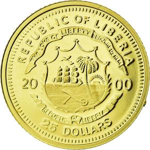 Liberia / Gold Twenty-five Dollars 2000 Martin Luther - reverse photo