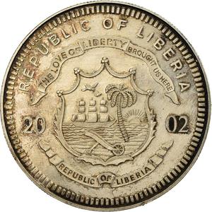 Liberia / Silver Ten Dollars 2002 Farewell to the Franc - reverse photo