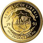 Gold Twenty Dollars 1993 Kennedy: Photo Coin, Liberia, Gold 20 Dollars 1993 Kennedy / thumbnail