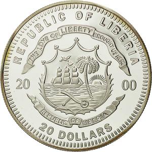 Liberia / Silver Twenty Dollars 2000 Frankfurt am Main - reverse photo