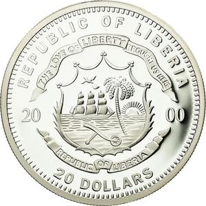 Liberia / Silver Twenty Dollars 2000 Berlin - reverse photo