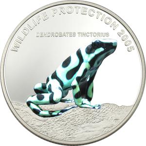 Liberia / Ten Dollars Silver 2005 Green Frog - reverse photo
