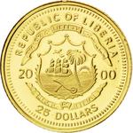 Gold Twenty-five Dollars 2000 Elizabeth II: Photo Coin, Liberia, Gold Twenty-five Dollars 2000 Elizabeth II / thumbnail