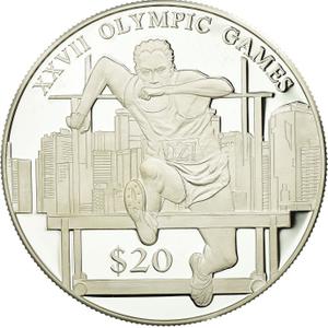 Liberia / Silver Twenty Dollars 2000 Olympics - Hurdles - obverse photo