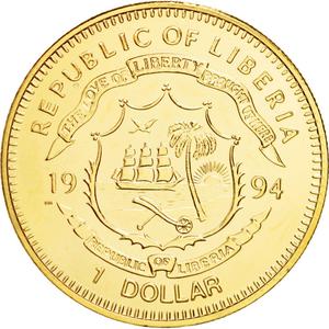 Liberia / One Dollar 1994 Babe Ruth - reverse photo