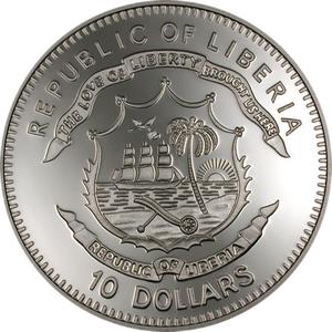 Liberia / Ten Dollars Silver 2003 Ikarus and Deadalus - obverse photo