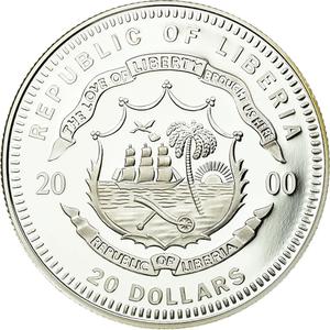 Liberia / Silver Twenty Dollars 2000 London - reverse photo