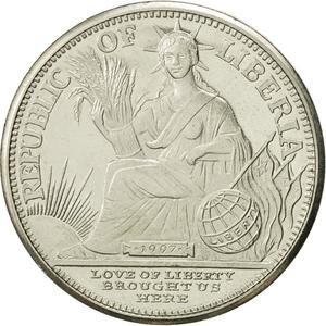 Liberia / Five Dollars 1997 Year of the Goat - obverse photo