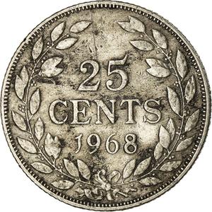 Liberia / Twenty-five Cents 1968 - reverse photo